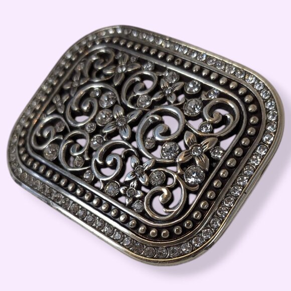 Swirly Floral Rhinestone Belt Buckle - Picture 3 of 6